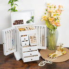 Jewelry Box for Women, Rustic Wooden Jewelry Boxes & Organizers with Mirror & Drawers,6 Layer Jewelry Organizer Box for Rings