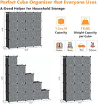 C&AHOME Cube Storage Organizer, 16-Cube Storage Shelving with Doors, Modular Book Shelf, Plastic Shelves Organizing Units, Id