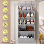 15 Pockets Over the Door Shoe Organizer, Shoe Rack for Closet Door with Large Breathable Pockets, Hanging Shoes Rack for Boot