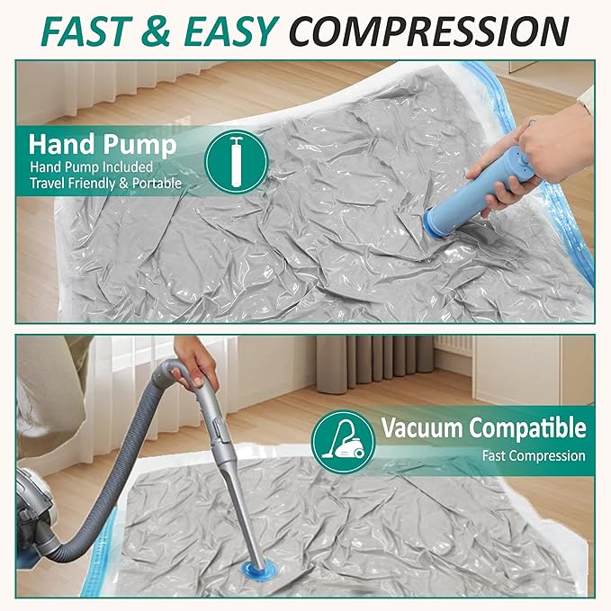 Cozy Essential Vacuum Storage Bags, 80% Compression Vacuum Seal Space Saver Plastic Packaging Bags for Clothes, Blankets, Pil