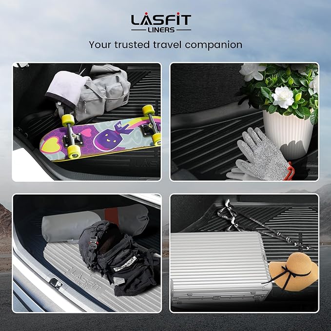 LASFIT Cargo Mat for Kia EV6 2024 2023 2022, All Weather TPE Custom Fit Easy Clean Car Trunk Mat for Kia EV6 2022-2024 Cargo Liner, Black