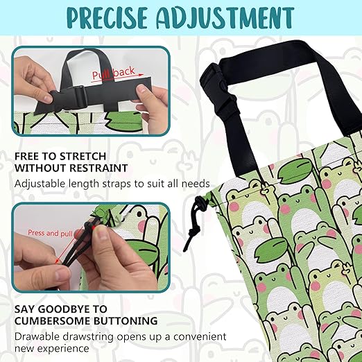 Car Garbage Bag Cute Cartoon Frogs Drawstring Car Trash Bag Hanging for Back Seat with Adjustable Buckle Canvas Vehicle Trash Can Easy-to-Install