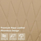 CAR PASS Luxury Nappa Leather Front Car Seat Covers, Sideless Car Seat Protectors with Storage Pocket, Non-Slip Automotive Se