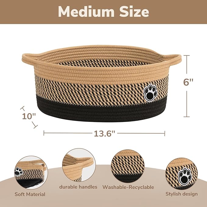 Dog Toy Basket, Woven Storage Baskets for Dog Cat Organizer, Baby Boy Shower Gifts Basket for Bathroom, Nursery Toy Baskets S