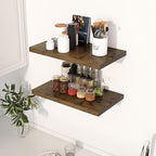 Dreamland 24" Floating Shelves for Wall, 12" Deep Slim Rustic Brown Floating Shelves, Wall-Mounted Shelves for Bedroom, Livin