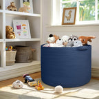 MEGASKET 115L Dark Blue Basket for Organizing, 23.6" x 15.7" XXXL Woven Cotton Rope Laundry Basket, Oversized Blanket Storage