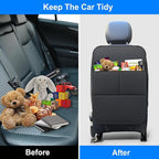 Kick Mats Back Seat Protector Fit for Toyota Camry with 2 Pocket Storage Organizer - Faux Leather Waterproof Dirt Proof for Kids Feet Automotive Accessories (1 Pair,Black)