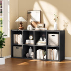 YESHOMY 8 Black Cube Bookcase, Open Frame 2-Tier Book Shelf, Bookshelf Storage Organizer with Adjustable Shelves for Organiza