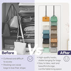 SWTYMIKI Over The Door Purse Organizer - 2 Packs Wall Mounted Purse Rack with 8 Hooks Design, Hanging Handbag Organizer Stora