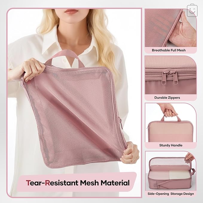 Veken 6/9/11 Set Compression Packing Cubes for Travel Essentials,Compressible Expandable Large Luggage Suitcase Organizer Bag