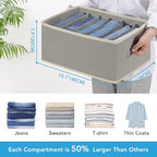 9 Pcs Large Size Wardrobe Clothes Organizers 6 Grids for Pants, Jeans, Sweater, T-shirt, Thin Coat, Dress Stackable Closet Dr