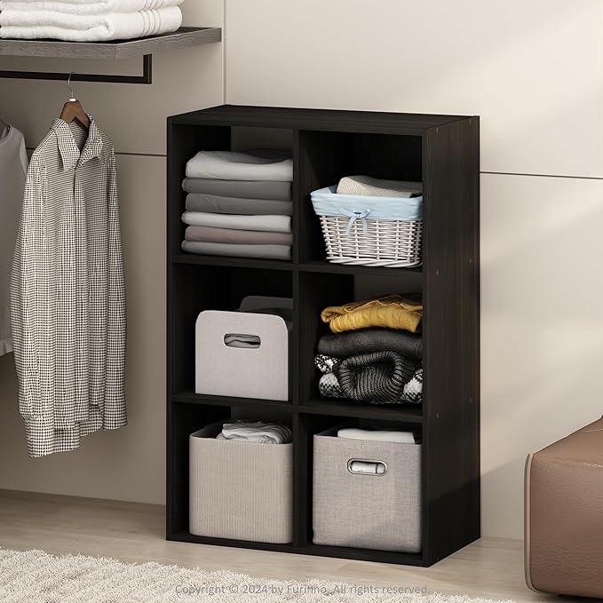 Furinno PELLI Closet Organizers and Storage, 6-Cube Closet Organizer, Open Shelf Closet Storage, for Wardrobe, Bedroom, Livin