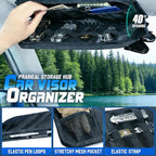 Molle Car Sun Visor Organizer,Car Accessories with Zipper Visor Storage Pouch&Glasses Clip&Adjustable Straps, Semi-Rigid Molle Panel for Tactical Gears, Fits Most Vehicles, SUVs (Black)