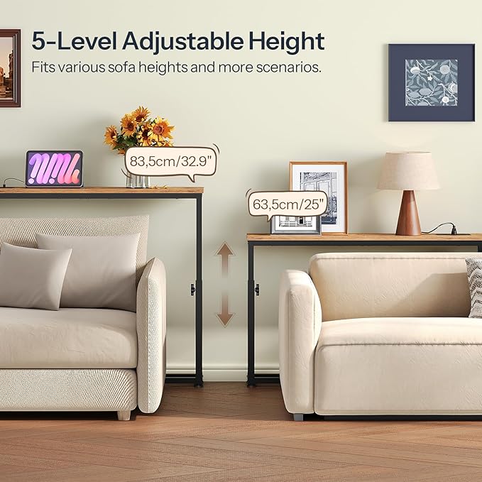HOOBRO Floating Shelves and Console Table Bundle, 15 Inch Wall Shelf Set of 2, Narrow Entryway Table with Adjustable Height (