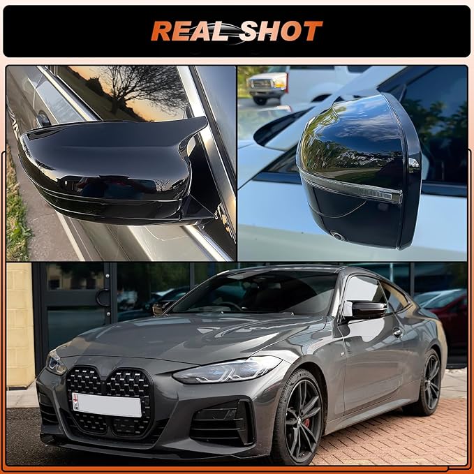 Glossy Black Mirror Cover Caps Rearview Side Mirror Covers Fit for BMW G20 G21 G30 G31 G11 G12 G14 G15 G16 2017 2018 2019 2020 2021 2022 Left Driver Side Right Passenger Side-2 PCS