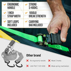 FORTEM Ratchet Straps, Tie Down Strap Set 1650lb Break Strength, 4 Pack 15ft x 1in, 4 Soft Loops, Moving Straps Tie Downs, Cargo Cam Buckles for Trucks, Carry Bag, for Men