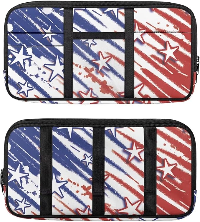 American Flag Style Tactical Sun Visor Organizer for Car and Truck,Card Sleeve Pocket with Multi-Pocket Zipper Adjustable Straps Patrol Car Storage