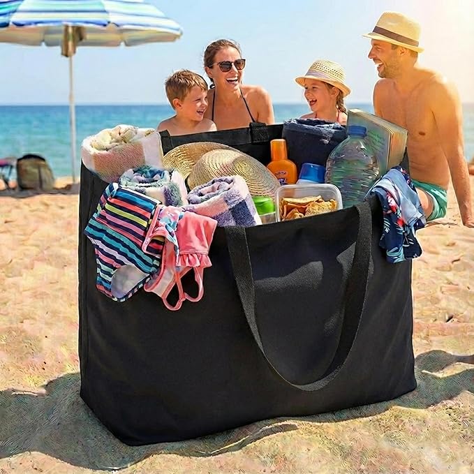 Extra Large Canvas Tote Bag - Big Reusable Grocery Shopping Heavy Duty Foldable
