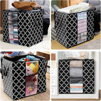 WISELIFE Storage Bags 6 Pack/100L Large Blanket Clothes Organization and Storage Containers for Comforters,Bedding, Foldable 