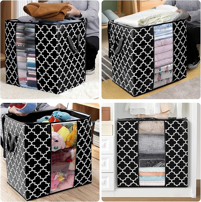WISELIFE Storage Bags 6 Pack/100L Large Blanket Clothes Organization and Storage Containers for Comforters,Bedding, Foldable 
