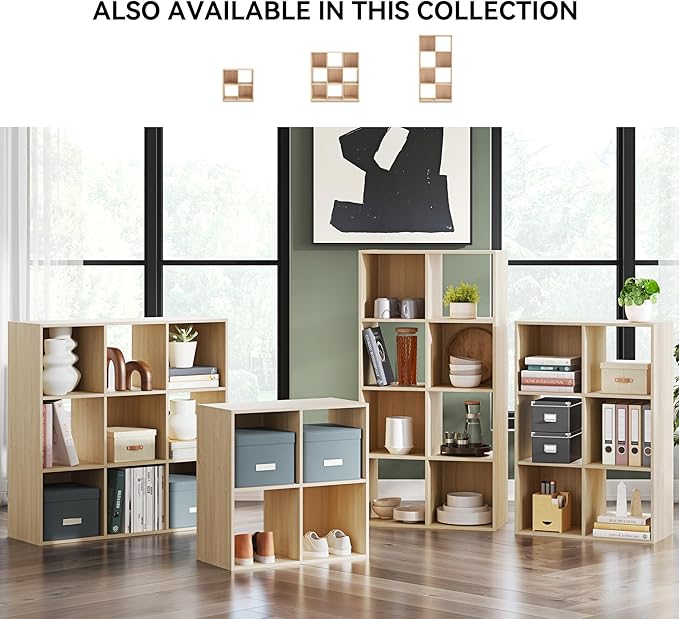 Signature Design by Ashley Piperton 3-Tier Floor Standing 6 Cube Organizer for Living Room, Wood, Works with 10.5" W x 10.5" 