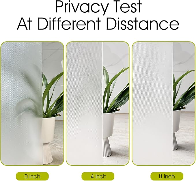 KESPEN Frosted Window Privacy Film Heat Control UV Sun Blocking Glass Stickers Static Cling Non Adhesive Door Coverings Decals for Bathroom Home Office, Sparkling, 35.4 Inch X 8.2 Feet