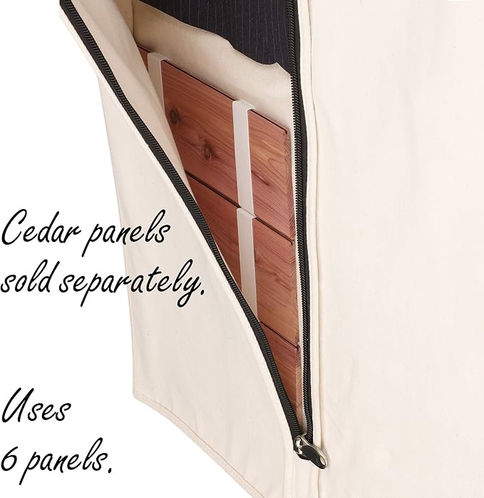 Household Essentials 3392-1 Cedarline Collection Hanging Garment Bag | Dress and Suit Protector | Natural Cotton Canvas,Off-W