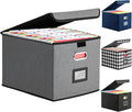 Hleelomi Collapsible File Box with Lid & Plastic Slide - Hanging Document Organizer for Office/Home, 14.96x12.6x10.83 Inch,Da