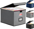 Hleelomi Collapsible File Box with Lid & Plastic Slide - Hanging Document Organizer for Office/Home, 14.96x12.6x10.83 Inch,Da