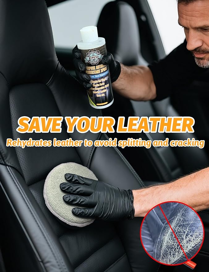 Kingvo Ceramic Spray Coating for Cars, Car Leather Conditioner Automotive Clear Coat Detail Spray Polishing Kit Leather Care 