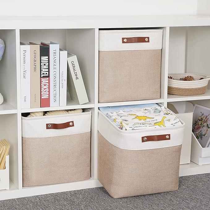 HNZIGE Cube Storage Baskets for Shelves Foldable Storage Baskets(3 Pack) Cube Storage Bin,13 Inch Storage Basket for Organizi