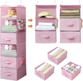 GRANNY SAYS Hanging Closet Organizer 6-Shelf, Separable to 2 Pack 3-Shelf Closet Storage Organizer with 4 Side Pockets, 3 Dif