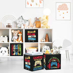 Clastyle Video Game Kid Storage Cube Organizer Set Black Gamepad Closet Clothes Cube Storage Bin Nursery Toddler Toy Box Ches