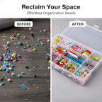 Umirokin 2 Pack 15 Grids Clear Plastic Organizer Box with Adjustable Dividers, Craft Storage Containers for Jewelry, Beads, S
