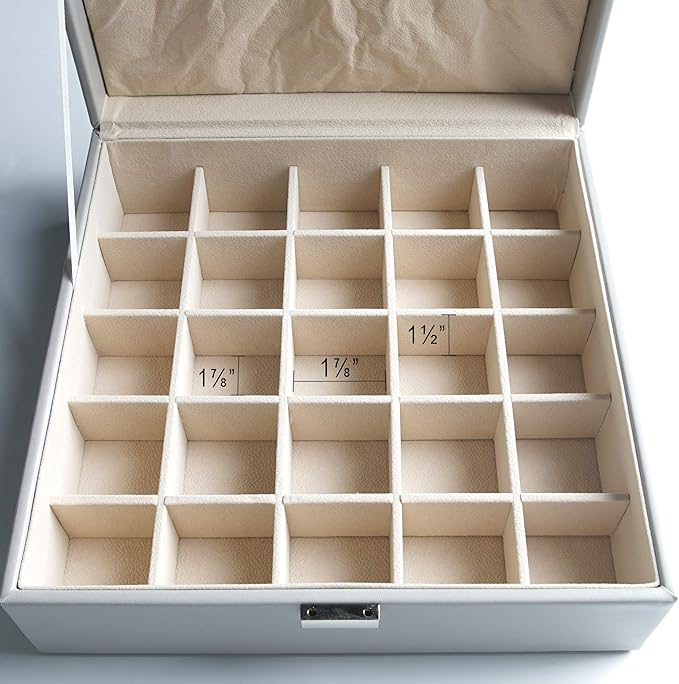Frebeauty Earring Organizer Classic Jewelry Box 50 Slots Double Layer Jewelry Storage Case with 6 Necklace Hook and Bracelet 