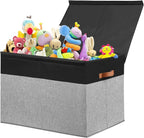 Gowee Large Toy Storage Box with Lid, Sturdy Toys Storage Chest Bin Organizer Basket with Dividers for Kids, Boys, Girls, Nur