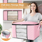 Fab totes 8 Pack Clothes Storage, Foldable Thick Fabric Blanket Storage Bags, Containers for Organizing Bedroom, Closet, Clot