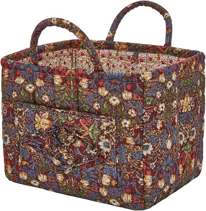 Boho Fabric Storage Basket, Large Capacity Laundry Basket, 12.2'' x 10.23'' x 10.23'' Collapsible Laundry Hamper with Easy Ca