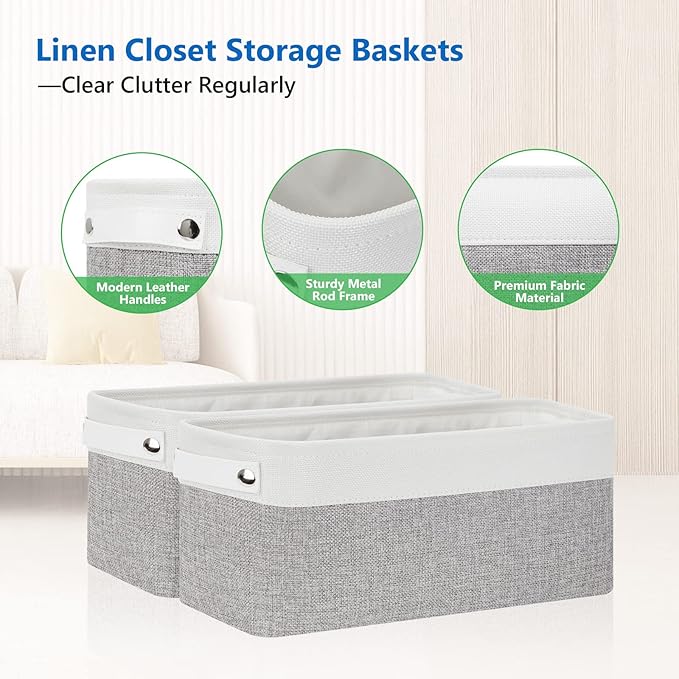 Bidtakay Small Bins for Organization Fabric Baskets for Toilet Paper Storage [4-Pack] Collapsible Narrow Baskets for Towels S