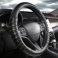 West Llama Microfiber Leather Car Steering Wheel Cover for Men Women,Universal Fit 15.5-16 inch(Leather Nails-Black-Large Siz