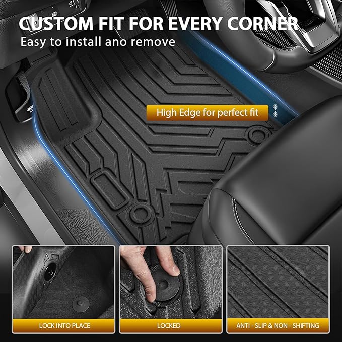 Powerty Floor Mat for Honda Prologue & Chevrolet Blazer EV 2024 2025 2026, All Weather TPE Custom Trunk Cargo Mat Liner with Backrest Mat Replacement for Honda Prologue Accessories