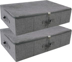 iwill CREATE PRO Pack of 2, Rigid Underbed Storage Boxes with Zip Lid for Clothes, Bedding Sheets, Blankets Organiser, Black 