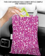 Car Trash Can, Durable Hanging Car Trash Garbage Bag, Cute Automotive Garbage Cans Organizer, Cute Purple Glitter Pattern