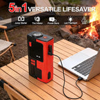 Car Battery Jump Starter with Air Compressor, 6000mAh Tire Inflator, 16.8V Portable Jump Box with LED Light/Flashlight for 6.0L Gas/3.0L Diesel, Car Battery Jumper Starter Portable, Jumper Cables