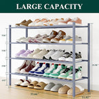 Smiry Shoe Rack, 4 Tier Long Bamboo Shoe Organizer, Stackable Free Standing Wooden Shoe Storage Shelf for Closet, Entryway, F
