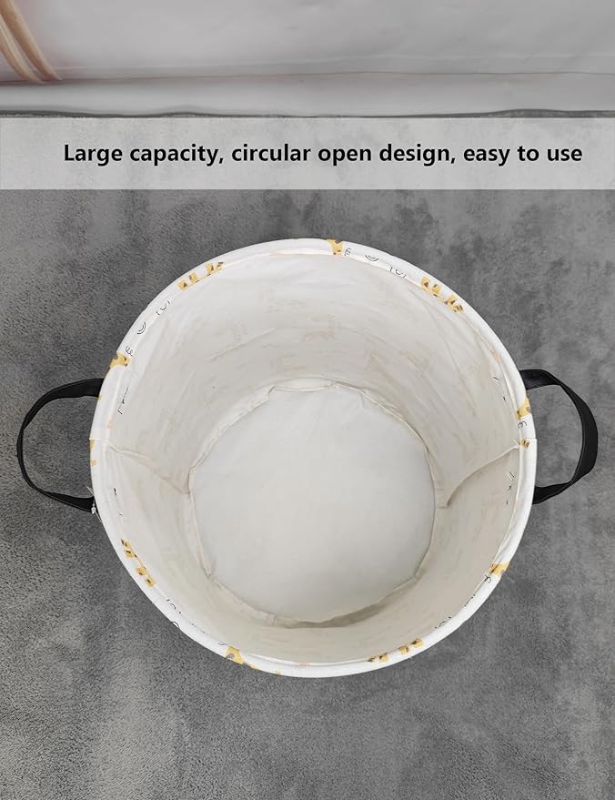 QUEENLALA Large Storage Basket,Laundry Hamper/Bathroom/Home Decor/Collapsible Round Storage Bin,Boys and Girls Hamper/Boxes/C