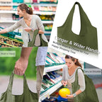 BeeGreen Dark Green Reusable Grocery Bags Bulk 10 Packs, Kitchen Reusable Shopping Bags 50LBS Large, Machine Washable Durable, Easily Foldable with a Storage Bag