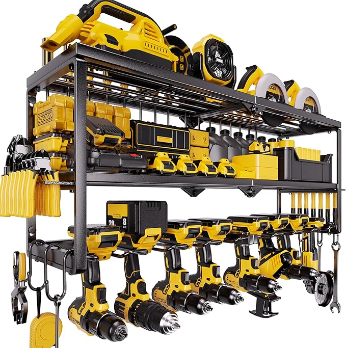 Power Tool Organizer, 8 Drill Holder for Tool Organizer, Storage and Organization for Garage, Heavy Duty Metal Tool Shelf Uti