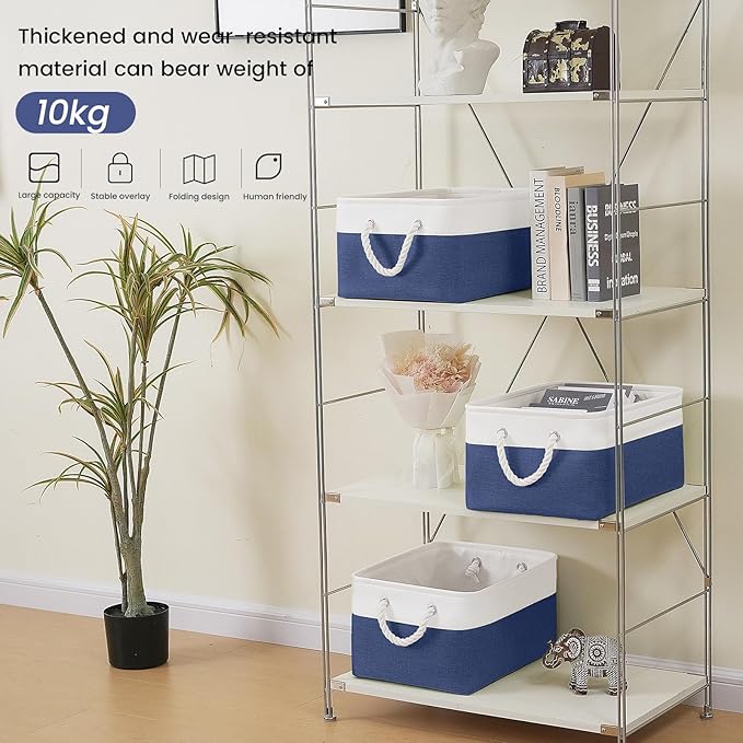 Large Storage Baskets- 15.7x11.8x8.26 inch Storage Bins for Shelves and Closet Organizing, Foldable Fabric Bin for Home Organ