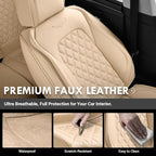 Coverado Front Car Seat Covers, Faux Leather Oil-Resistant Non-Slip Cushions, Universal Fit for Sedans, Pickups, SUVs, Waterp